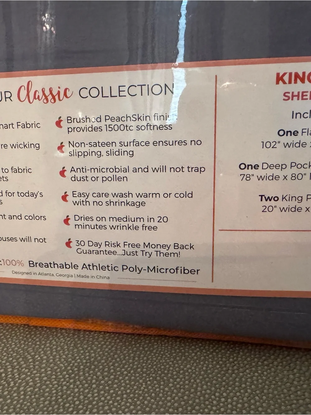 NWT PeachSkin Sheet Set in periwinkle blue King size 1500 thread count sheet set